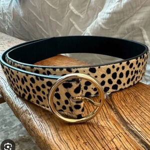 Stylish Leopard Print Belt with Gold Buckle